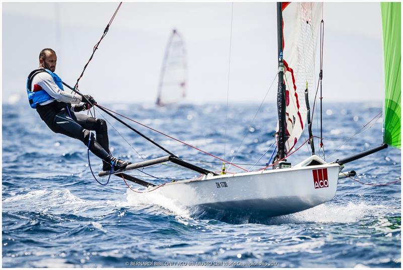 Wayne Bates - 2017 Worlds photo copyright Bernardi Bibiloni taken at  and featuring the Musto Skiff class