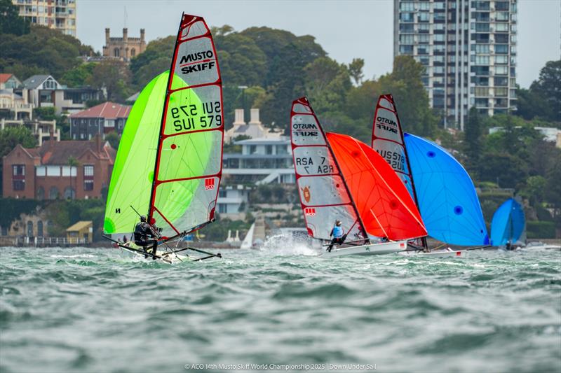 Downwind leg - ACO 14th MUSTO Skiff World Championship 2025, Sydney, Australia - photo © Down Under Sail