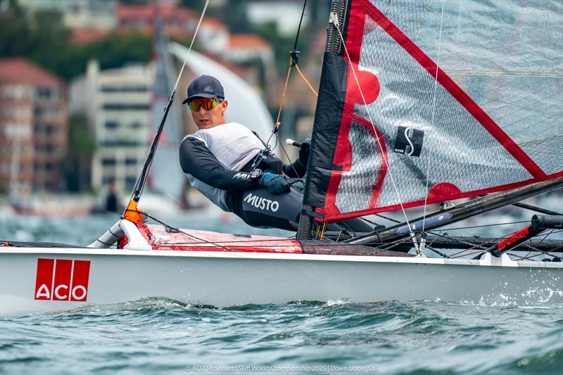 Rob Richardson finishes 2nd in the ACO 14th Musto Skiff World Championship 2025, Sydney, Australia photo copyright Tidal Media Australia for Down Under Sail taken at Woollahra Sailing Club and featuring the Musto Skiff class