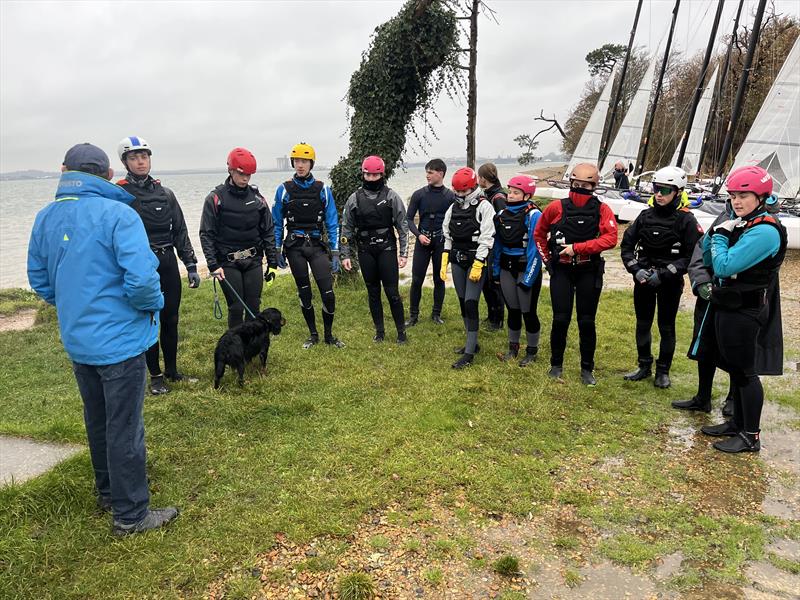 Nacra 15 Regional Weekend at Weston Sunday Morning Briefing photo copyright Roger Cerrato taken at Weston Sailing Club and featuring the Nacra 15 class