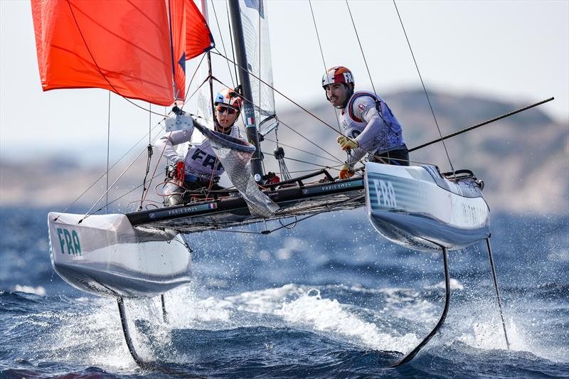 Tim Mourniac & Lou Berthomieu (FRA) in the Mixed Multihull on August 3 in Marseille at the Paris 2024 Olympic Regatta - photo © World Sailing / Lloyd Images