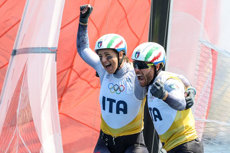 Gold for Ruggero Tita and Caterina Banti (ITA) in the Mixed Multihull at Paris2024 on August 8, 2024 in Marseille, France - photo © World Sailing / Lloyd Images