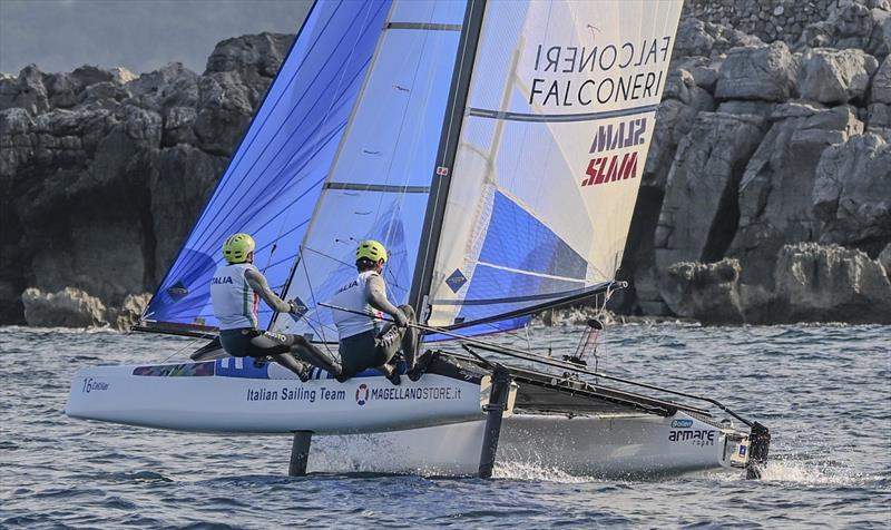 Nacra 17 Europeans at Sferracavallo Day 3 photo copyright Salvatore Lopez taken at Circolo Velico Sferracavallo and featuring the Nacra 17 class