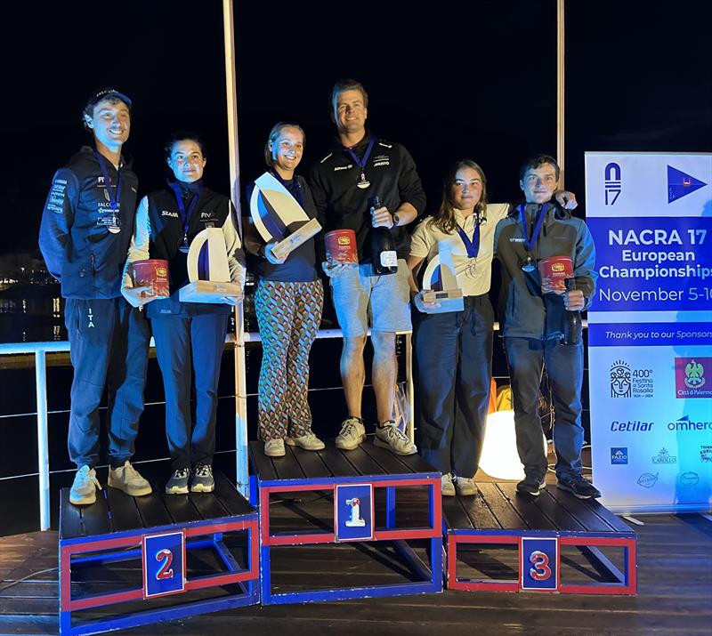 Silver for Italy's Ugolini and Giubilei, Junior Gold for Belgian Team Borghijs - Nacra 17 European Championship 2024 photo copyright Salvatore Lopez taken at Circolo Velico Sferracavallo and featuring the Nacra 17 class