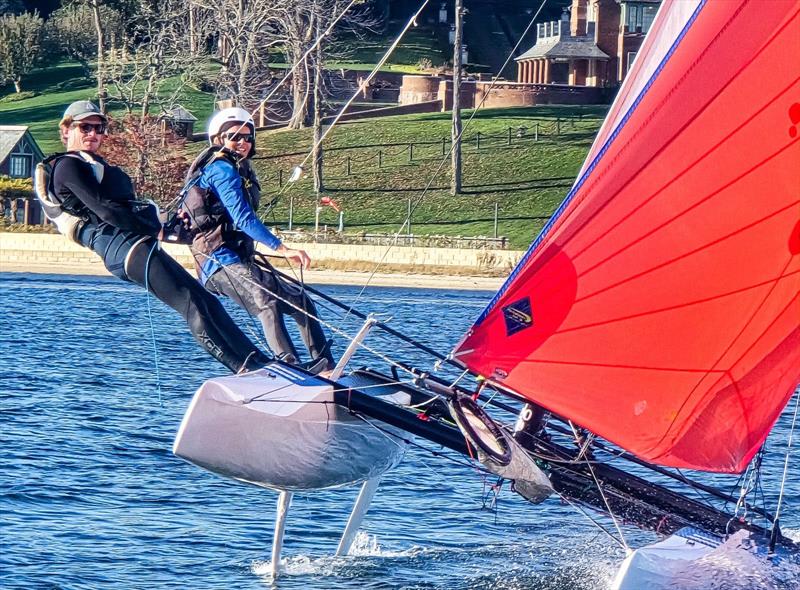 High Performance High School student, Ewan, has been studying, working in the boat shop and foiling at Oakcliff photo copyright Oakcliff Sailing taken at Oakcliff Sailing Center and featuring the Nacra 17 class