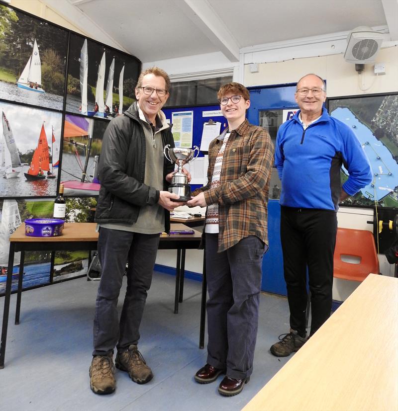 Philip and Emma receiving the Tarn Trophy during the Yeadon National 12 Open photo copyright Neil McInnes taken at Yeadon Sailing Club and featuring the National 12 class