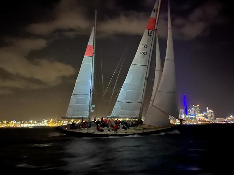 Pen Duick VI returning to Auckland having first sailed here in 1977 - photo © OGR2023 / Jacqueline Kavanagh