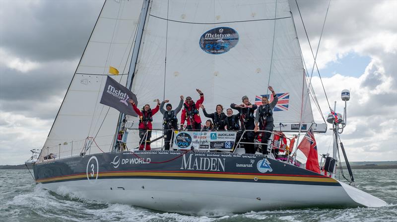 Maiden arrival Ocean Globe Race finish - Cowes, UK photo copyright The Maiden Factor / Kaia Bint Savage taken at Royal Yacht Squadron and featuring the Ocean Globe Race class