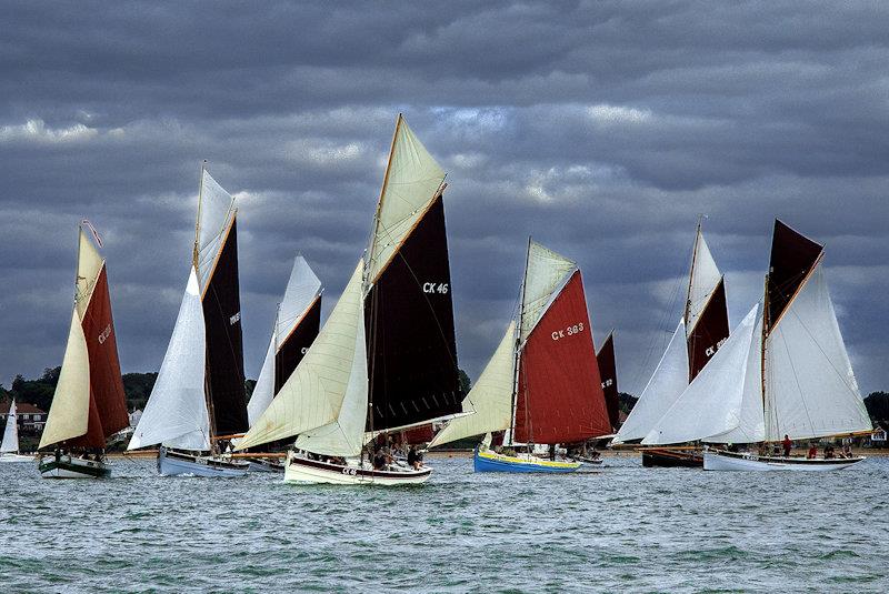 Some of the large Smack class coming up to start - Mersea Week 2024 photo copyright Chrissie Westgate taken at West Mersea Yacht Club and featuring the Gaffers class