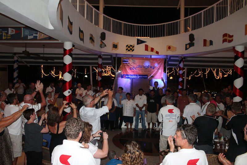 OK Dinghy Worlds 2013 sailors pay tribute to the club staff photo copyright Robert Deaves taken at Royal Varuna Yacht Club and featuring the OK class