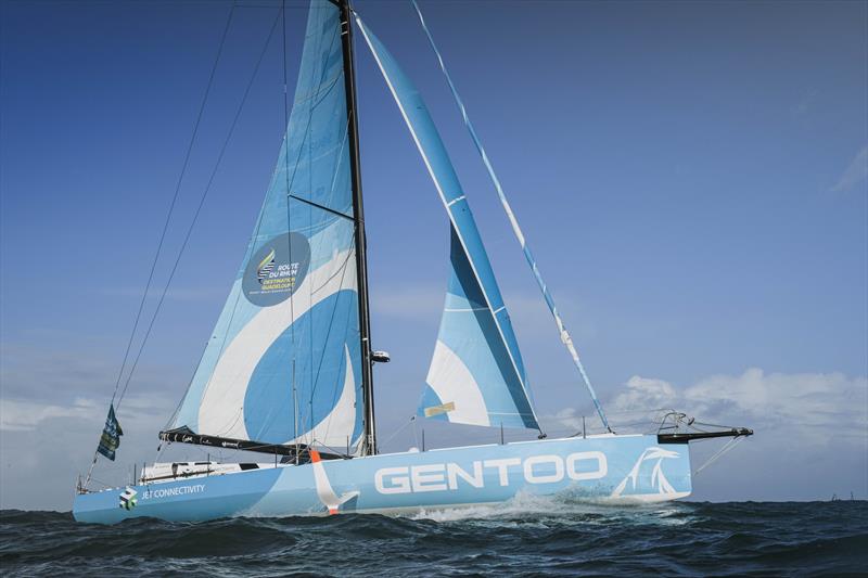 Harayda James on Gentoo during the Route du Rhum - Destination Guadeloupe photo copyright Harayda James / Gentoo Sailing Team taken at  and featuring the IMOCA class