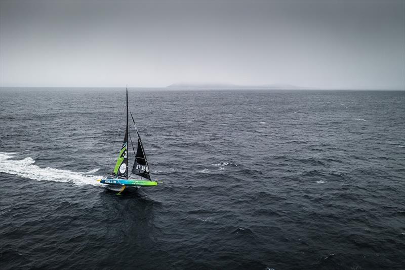 The Ocean Race 2022-23 - Leg 3 Day 29 onboard Team Holcim - PRB. Drone view, Cape Horn in the background photo copyright Julien Champolion | polaRYSE / Holcim - PRB / The Ocean Race taken at  and featuring the IMOCA class