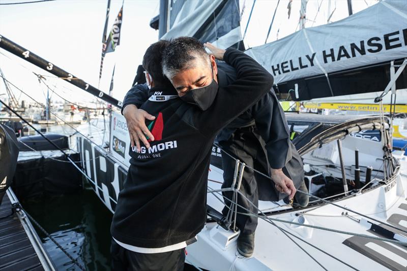 Kojiro Shiraishi at pontoons at the start of the Vendee Globe sailing race on November 8, 2020 - photo © Jean-Marie Liot / Alea / VG2020