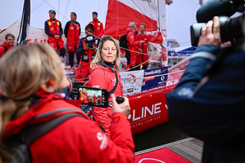 10th Vendée Globe departure - Sam Davies approaches her boat, Initiatives-Cœur - photo © Jean-Louis Carli / Alea