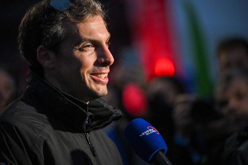 10th Vendée Globe departure - Charlie Dalin speaks to the media on the dock - photo © Vincent Curutchet / Alea