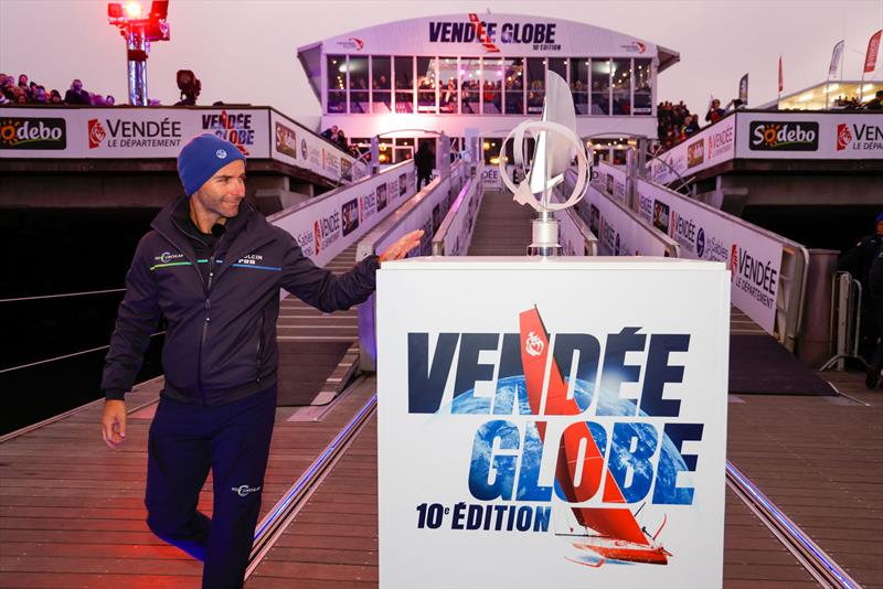 10th Vendée Globe departure - Nicolas Lunven looks at the trophy - photo © Anne Beaugé / Alea