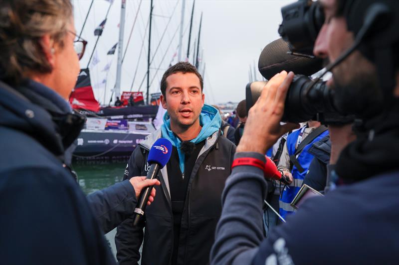 10th Vendée Globe departure - Guirec Soudée speaks with the media - photo © Jean-Marie Liot / Alea