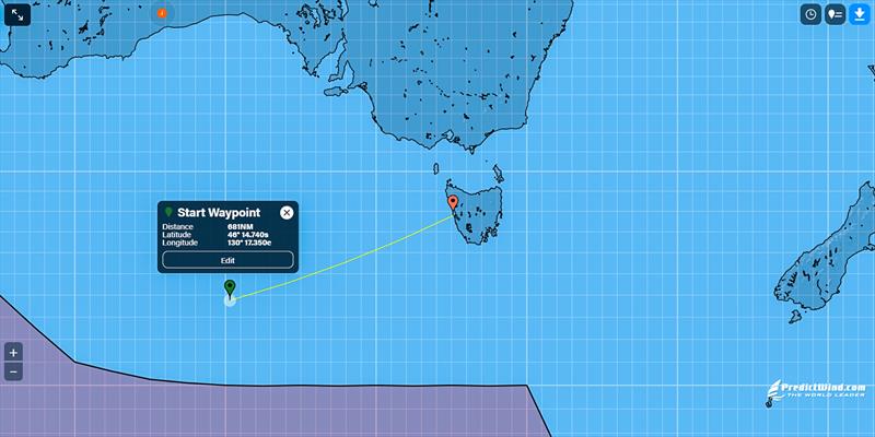 Pip Hare's latest reported location off the Australian Bight, nearest harbour is 700nm away in Tasmania - photo © Predictwind