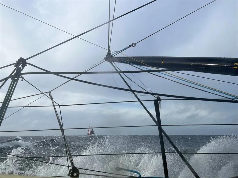 Photo sent from the boat Hublot during the Vendée Globe sailing race on January 30, 2025. Groupe APICIL skipper Damien Seguin (FRA) in sight - photo © Alan Roura