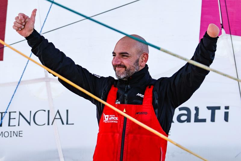 Groupe APICIL skipper Damien Seguin (FRA) is photographed after taking 15th place in the Vendée Globe, on February 03, in Les Sables d'Olonne, France - photo © Anne Beauge / Alea