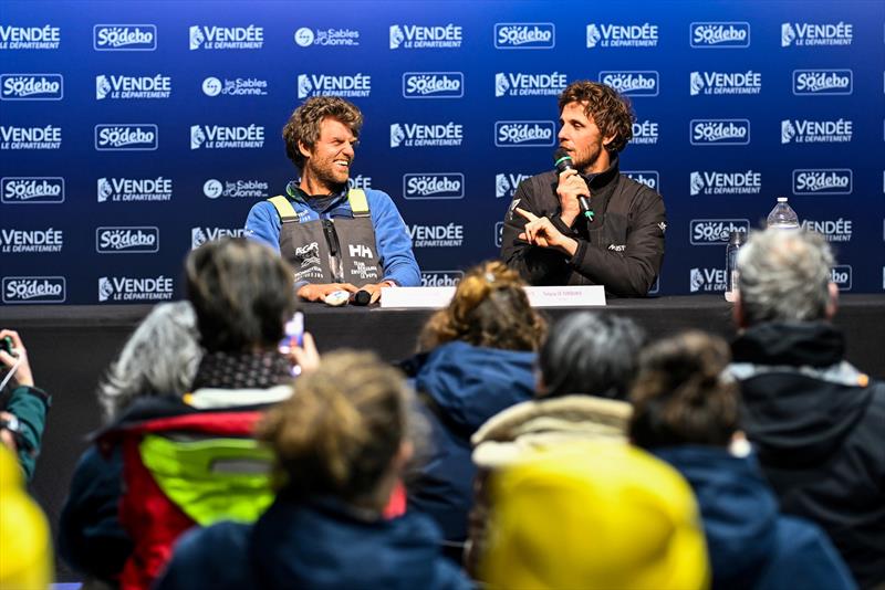 Benjamin Ferré and Tanguy Le Turquais after the Vendée Globe photo copyright Jean-Louis Carli taken at  and featuring the IMOCA class