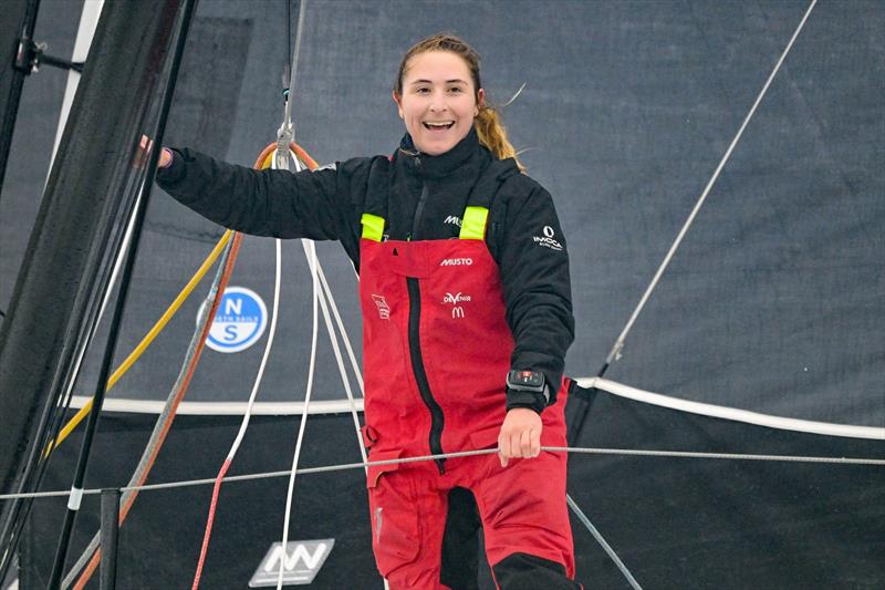 DeVenir skipper Violette Dorange (FRA) is photographed after taking 25th place in the Vendée Globe, on February 09, in Les Sables d'Olonne, France - photo © Olivier Blanchet / Alea #VG2024