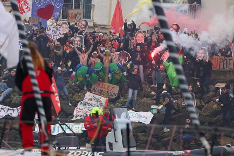 DeVenir skipper Violette Dorange (FRA) is congratulated by fans after taking 25th place in the Vendée Globe, on February 09, in Les Sables d'Olonne, France - photo © Jean-Marie Liot / Alea