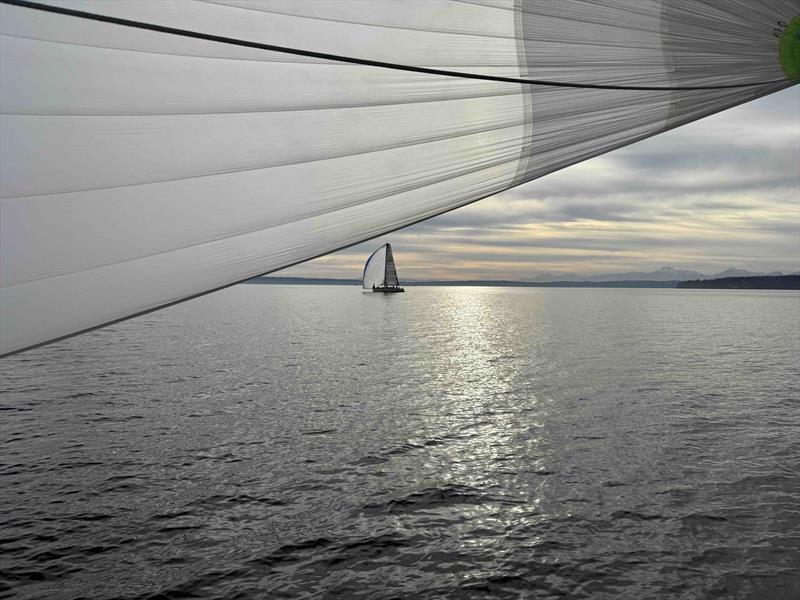 Terremoto, a Riptide 35, with the Olympic Mountains to the west photo copyright David Schmidt taken at Corinthian Yacht Club of Seattle and featuring the ORC class