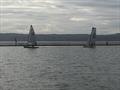 Steve Fleming in his IC chasing Andrew Potter in his Phantom during West Kirby Sailing Club Frostbite Series Day 1 © Liz Potter