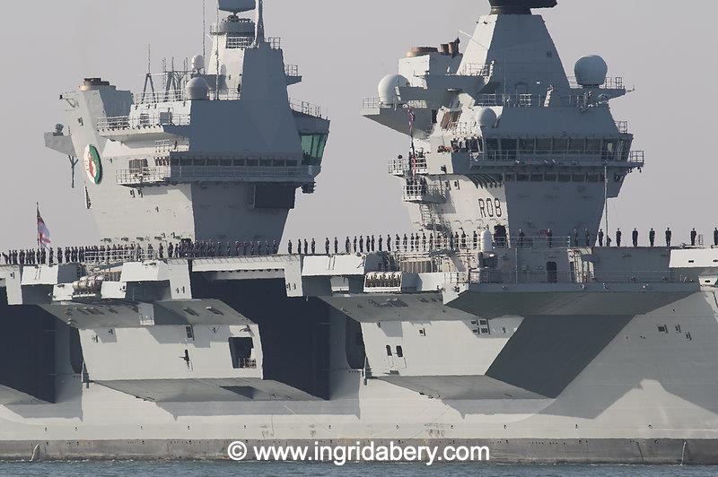 HMS Queen Elizabeth's salute exchange with the Royal Yacht Squadron - photo © Ingrid Abery / www.ingridabery.com