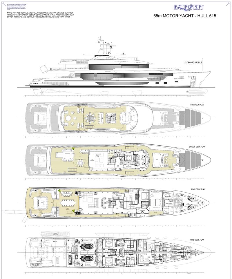 Burger 180' Motor Yacht - General arrangement - photo © Burger Boat Company