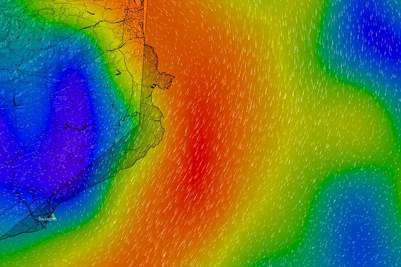 Barcelona - Wind Map - Barcelona - 1010hrs - Sept 4, 2024 - photo © Predictwind.com