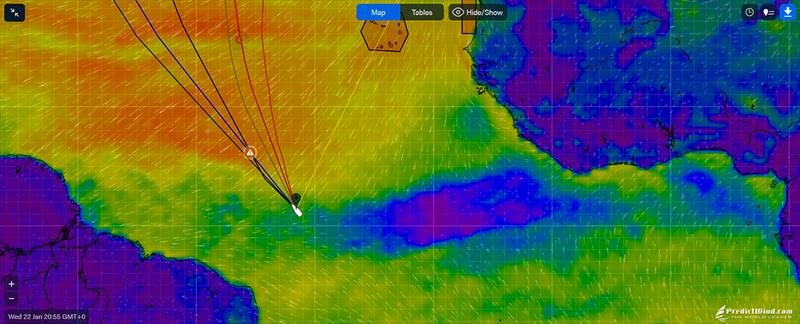 Conrad Colman (MS Amlin) - 4th daggerboarder - Vendée Globe. - 1800hrs January 22, 2025 - photo © Predictwind