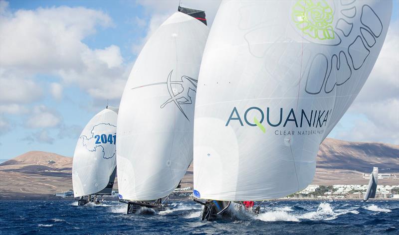 The RC44 fleet in Lanzaro at the RC44 World Championships photo copyright www.MartinezStudio.es taken at  and featuring the RC44 class