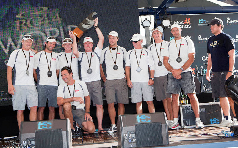 James Spithill, Anders Myralf and their team 17, winners of the RC 44 Worlds overall title (fleet and match combined) photo copyright Nico Martinez / RC44 Class taken at  and featuring the RC44 class