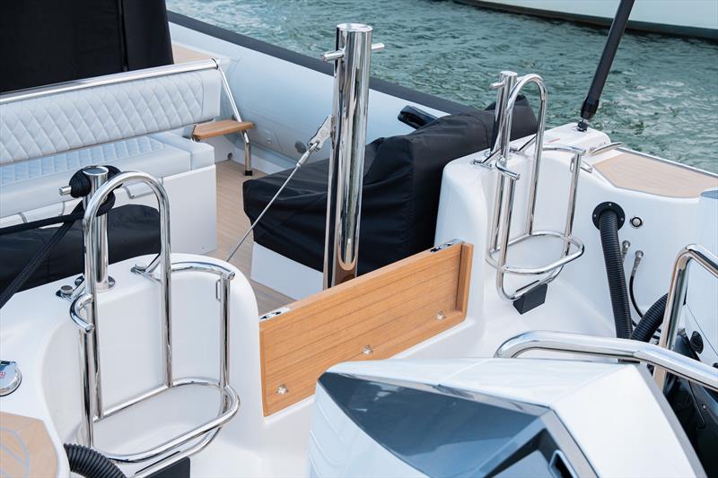 Stern with removable dive cylinder racks - photo © Protector Boats