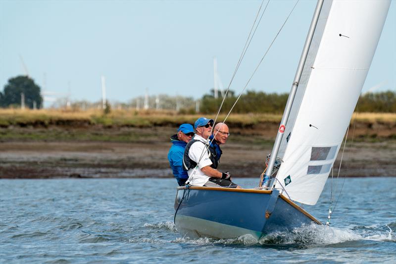 Clive Page, crewed by Graeme Page and Paul Stratton, sailing on Corpo Santo won the first Royal Corinthian One Design daily race during the 6th day of Burnham Week 2024 photo copyright Petru Balau Sports Photography / sports.hub47.com taken at Royal Corinthian Yacht Club, Burnham and featuring the Royal Corinthian One Design class