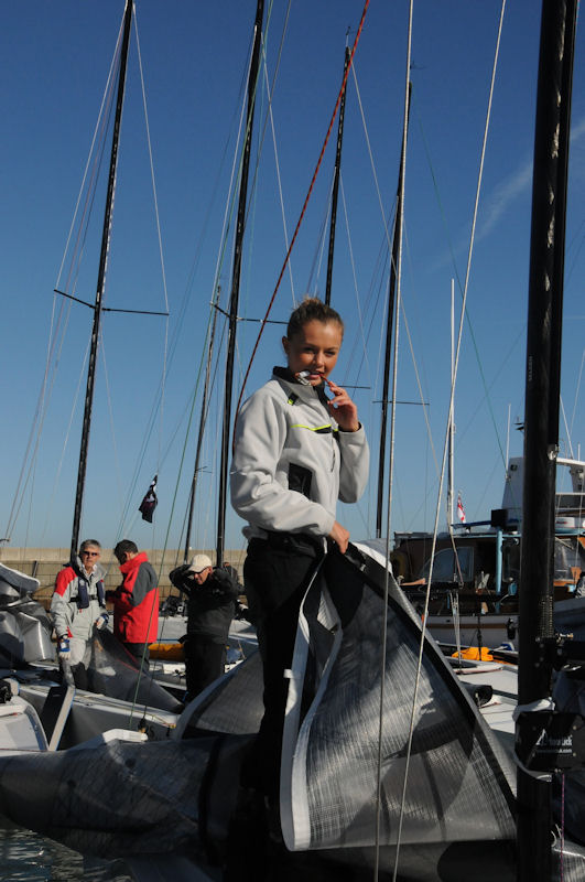 Helm of Kin, Tiffany Brien, Miss North of Ireland, just back from six weeks in China at the Miss World Competition during the RS Elite nationals photo copyright Steve Powell taken at Royal Yacht Squadron and featuring the RS Elite class