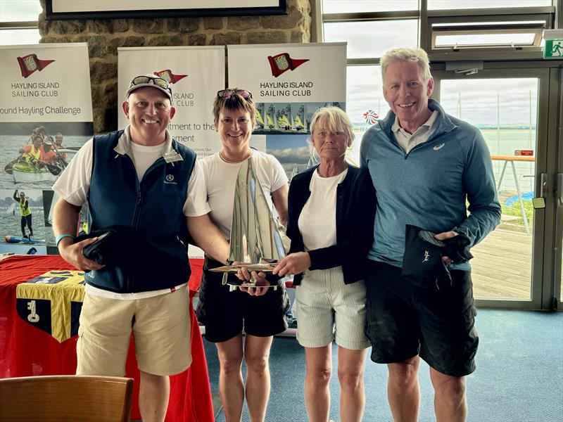 Championship winners Tom, Jo, Colin, presented by Sarah Ward during the Zhik RS Elite Southern Area Championship 2024 at HISC photo copyright Jo Hewitson taken at Hayling Island Sailing Club and featuring the RS Elite class