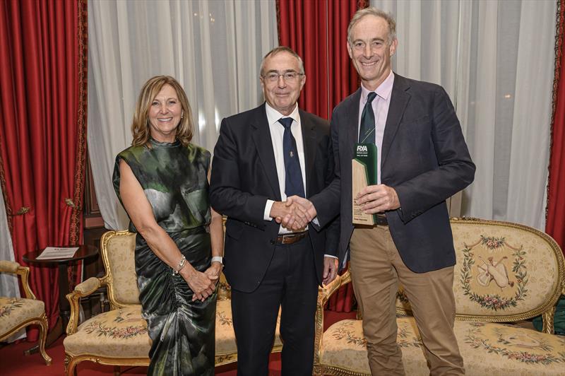 RYA Northern Ireland 50th Anniversary Dinner - RYA NI Hall of Fame inductee Peter Kennedy (Right) with RYA Chair Sir Michael Arthur (Centre) and RYANI Chair Susan McKnight (Left) - photo © RYA Northern Ireland