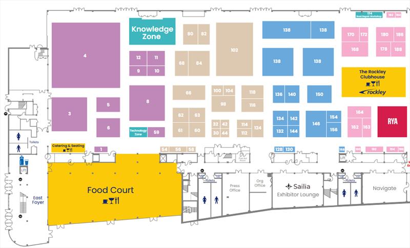 East side floorplan - RYA Dinghy & Watersports Show 2025 photo copyright RYA taken at RYA Dinghy Show and featuring the  class