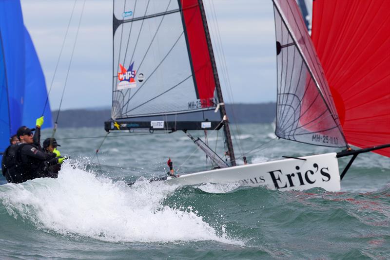 Australian 13ft and 16ft Skiff titles Day 5 Surfs up on Hervey Bay photo copyright Promocean Media taken at Maryborough Sailing Club and featuring the 16ft Skiff class