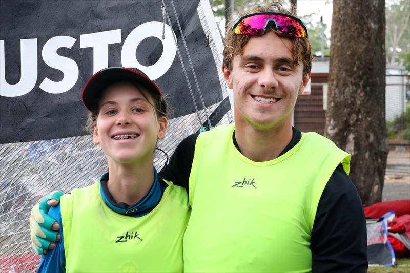 2025 Australian 13ft and 16ft Skiff Championships - Winning Harken crew Heidi Bates Orlando Sadlik photo copyright Promocean Media taken at Maryborough Sailing Club and featuring the 16ft Skiff class