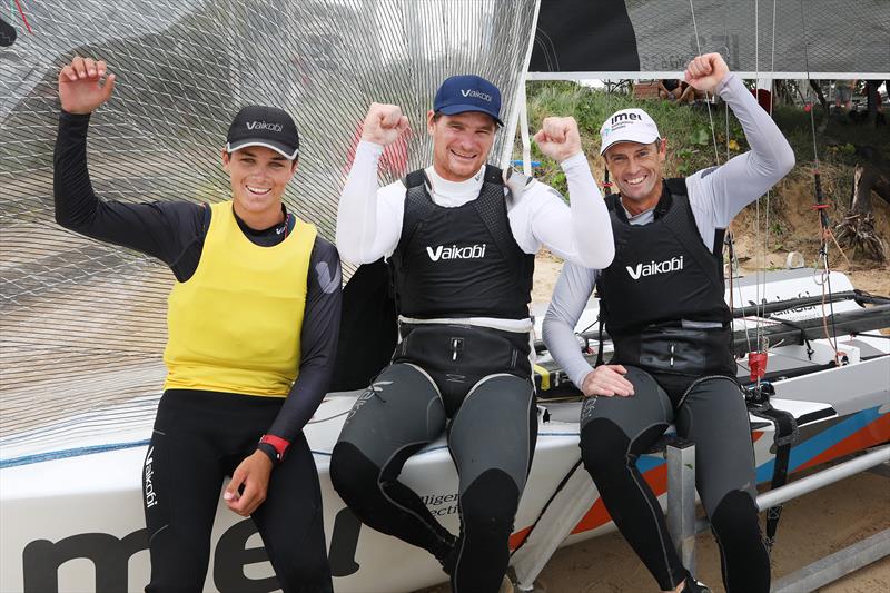 2025 Australian 13ft and 16ft Skiff Championships - Winning IMEI crew Joel Beashel Trent Barnabas Rob Napper photo copyright Promocean Media taken at Maryborough Sailing Club and featuring the 16ft Skiff class