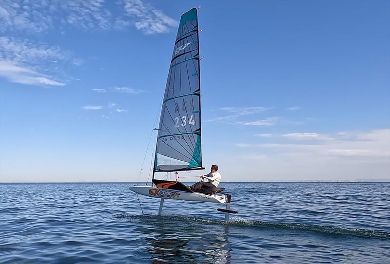 Foiling in light wind - The Skeeta Foiler, featuring the Stoke Foil Boost photo copyright Paul Leong taken at McCrae Yacht Club and featuring the SKEETA class