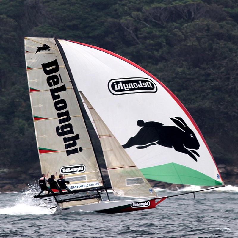 De'Longhi-Rabbitohs in action on Sydney Harbour photo copyright Frank Quealey taken at Australian 18 Footers League and featuring the 18ft Skiff class