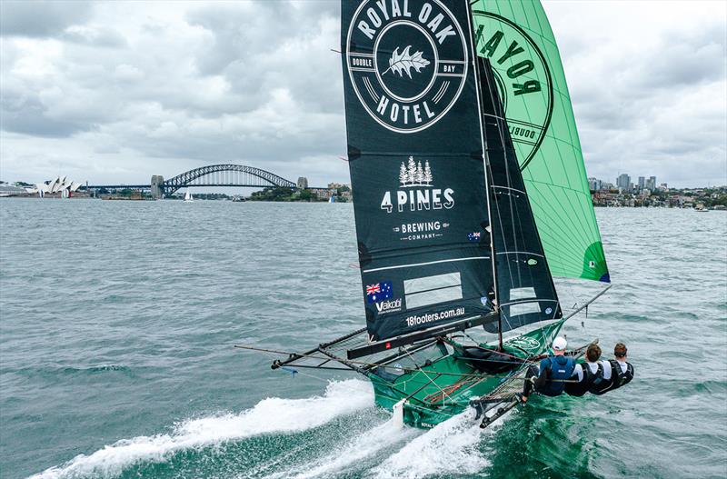 Series leader The Oak Double Bay-4 Pines finished fifth in race 5 of the 18ft Skiff Spring Championship 2023 - photo © SailMedia