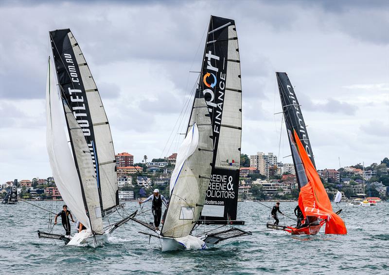 Coming in to the bottom mark on the second lap during race 5 of the 18ft Skiff Spring Championship 2023 - photo © SailMedia