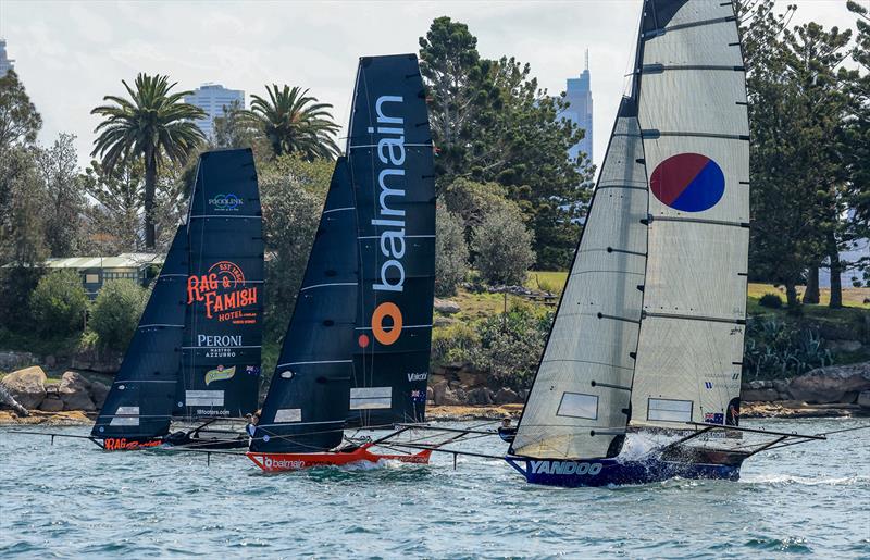 Leaders head to the weather mark - 2023-24 NSW 18ft Skiff Championship - photo © SailMedia