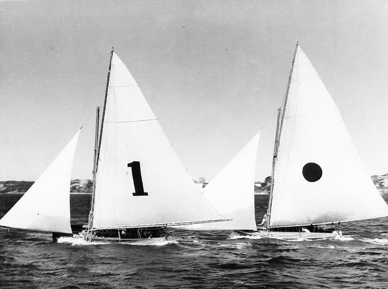 Top Weight leads Swansea in a League race photo copyright Archive taken at Australian 18 Footers League and featuring the 18ft Skiff class